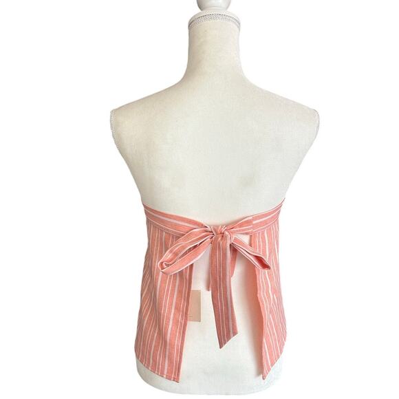 Revolve Superdown Hannah Tie Bow Back Crop Top Pink White Stripe Size Medium - Picture 6 of 13